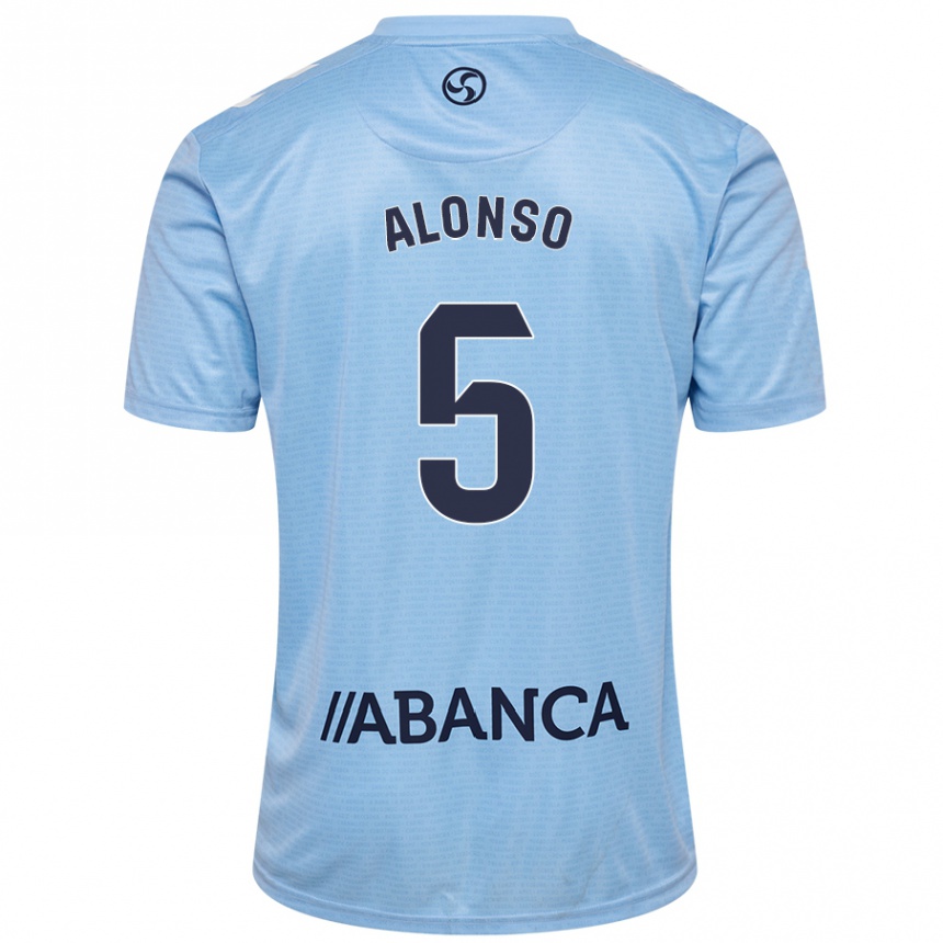 Kids Football Gael Alonso #5 Sky Blue Home Jersey 2024/25 T-Shirt