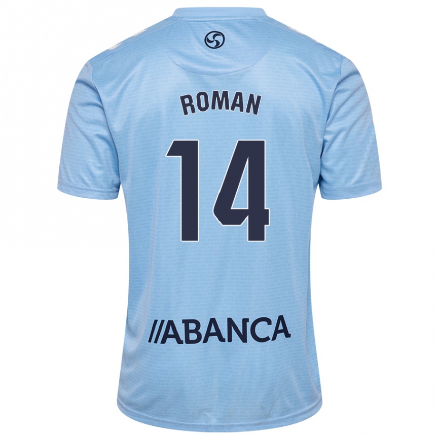 Kids Football Miguel Román #14 Sky Blue Home Jersey 2024/25 T-Shirt