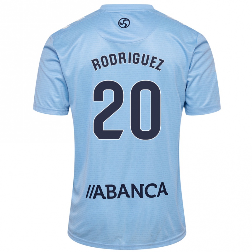 Kids Football Javi Rodríguez #20 Sky Blue Home Jersey 2024/25 T-Shirt