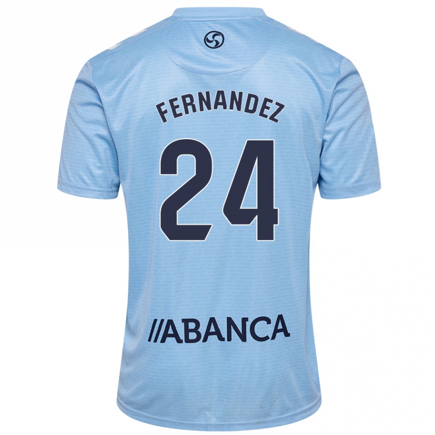 Kids Football César Fernández #24 Sky Blue Home Jersey 2024/25 T-Shirt