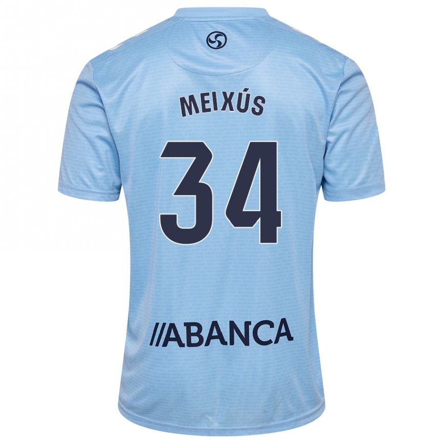 Kids Football Pablo Meixús #34 Sky Blue Home Jersey 2024/25 T-Shirt