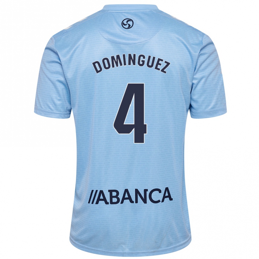 Kids Football Javi Domínguez #4 Sky Blue Home Jersey 2024/25 T-Shirt