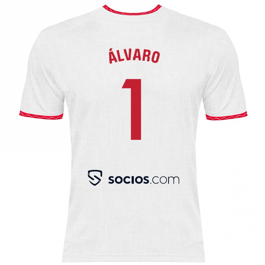 Kids Football Álvaro Fernández #1 White Red Home Jersey 2024/25 T-Shirt