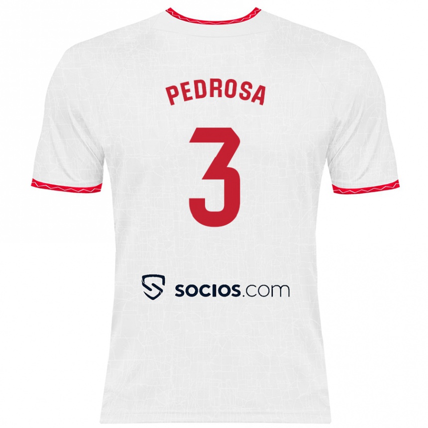 Kids Football Adrià Pedrosa #3 White Red Home Jersey 2024/25 T-Shirt