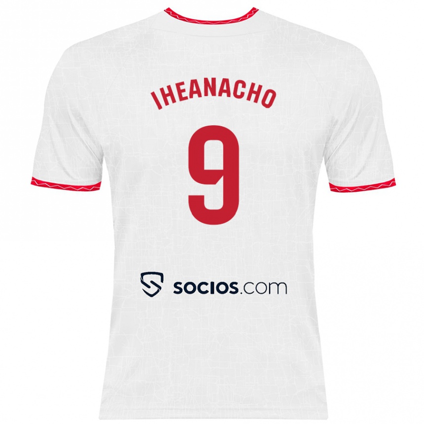 Kids Football Kelechi Iheanacho #9 White Red Home Jersey 2024/25 T-Shirt