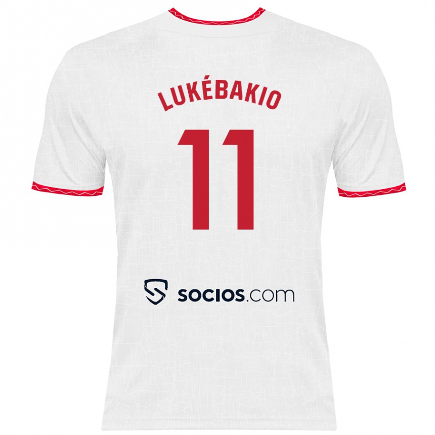 Kids Football Dodi Lukébakio #11 White Red Home Jersey 2024/25 T-Shirt