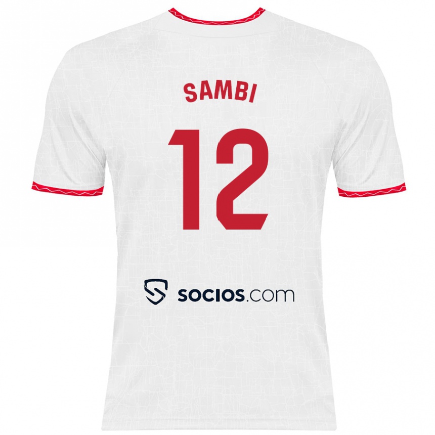 Kids Football Albert Sambi Lokonga #12 White Red Home Jersey 2024/25 T-Shirt