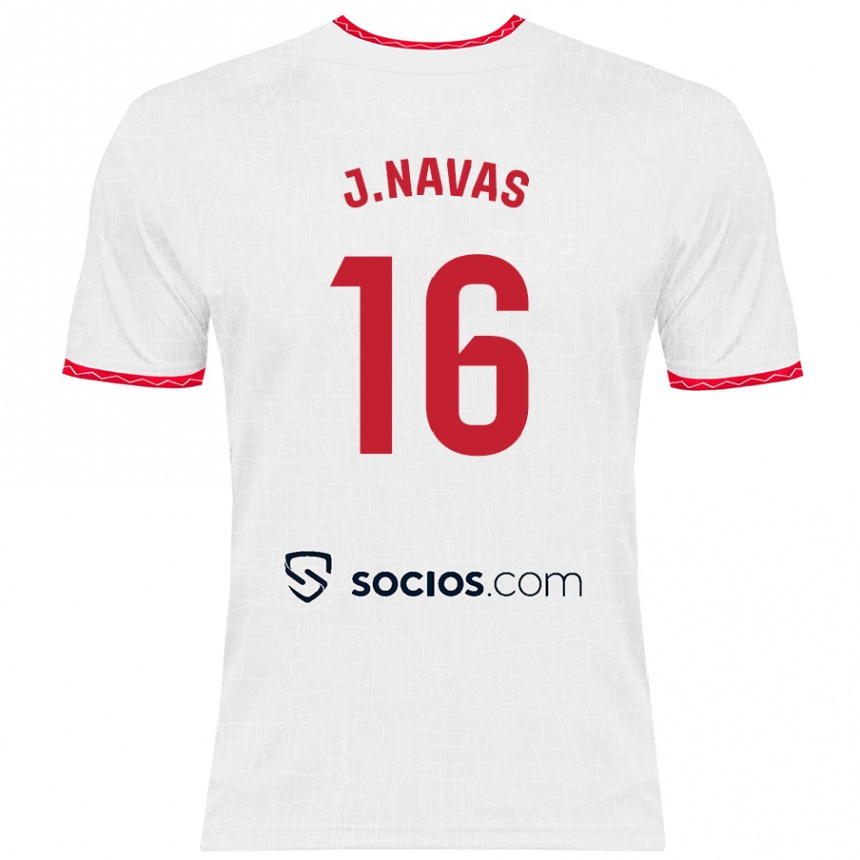 Kids Football Jesús Navas #16 White Red Home Jersey 2024/25 T-Shirt