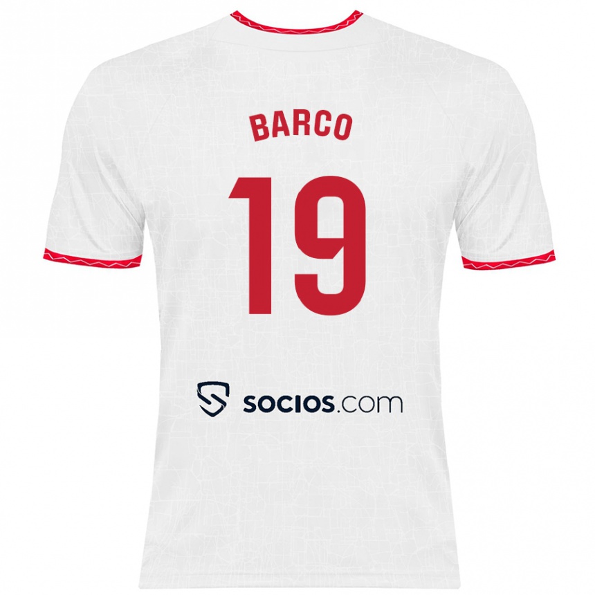 Kids Football Valentin Barco #19 White Red Home Jersey 2024/25 T-Shirt