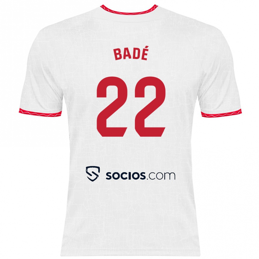 Kids Football Loïc Badé #22 White Red Home Jersey 2024/25 T-Shirt