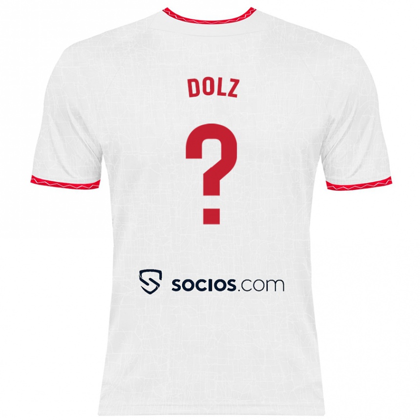 Kids Football Marc Dolz #0 White Red Home Jersey 2024/25 T-Shirt