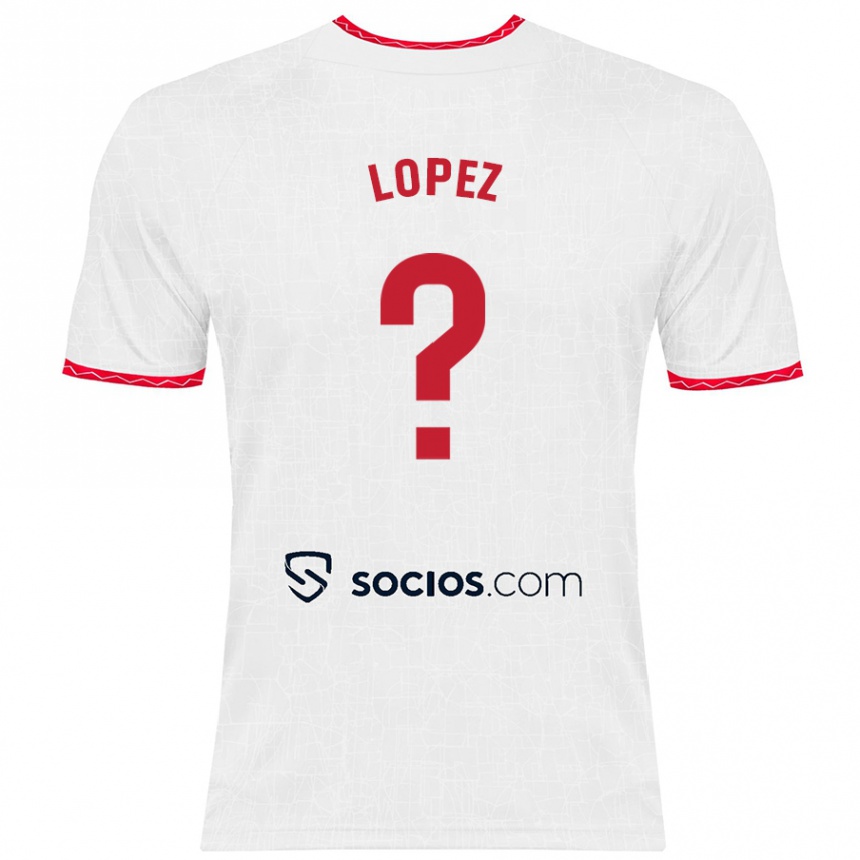 Kids Football David López #0 White Red Home Jersey 2024/25 T-Shirt