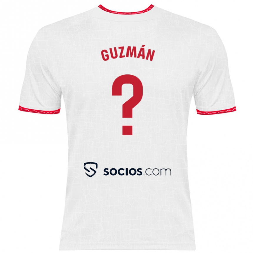 Kids Football Gonzalo Guzmán #0 White Red Home Jersey 2024/25 T-Shirt