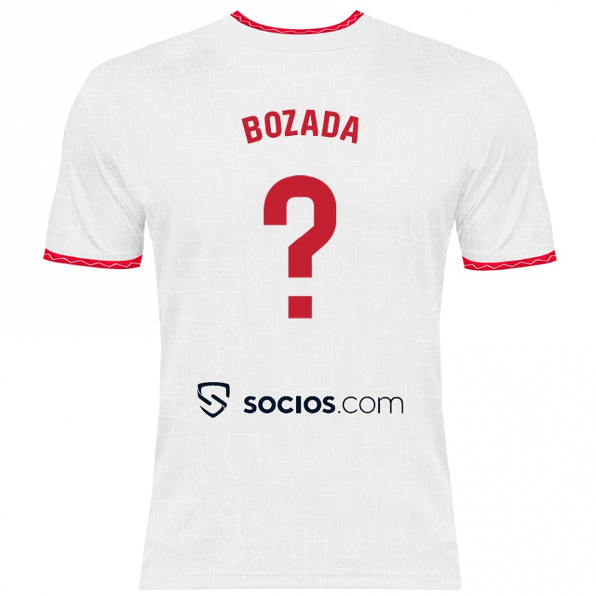 Kids Football José Antonio Bozada #0 White Red Home Jersey 2024/25 T-Shirt