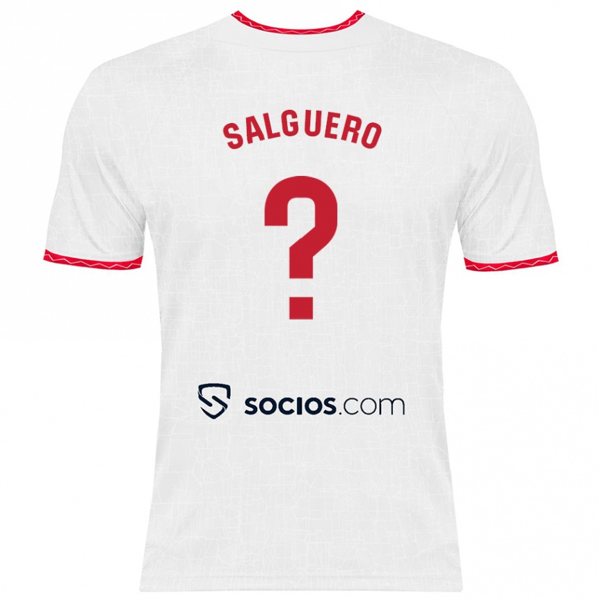 Kids Football Iván Salguero #0 White Red Home Jersey 2024/25 T-Shirt