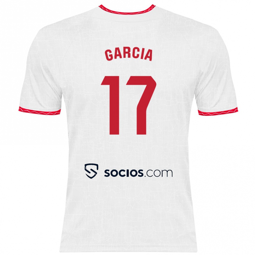 Kids Football Débora García #17 White Red Home Jersey 2024/25 T-Shirt