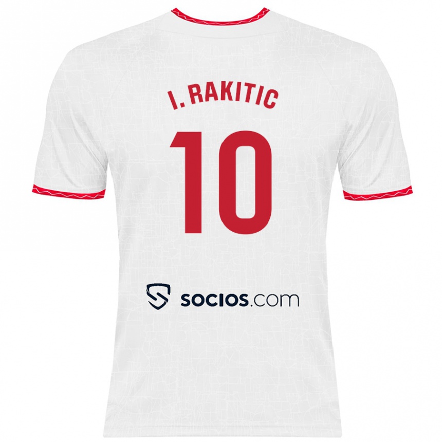 Kids Football Ivan Rakitic #10 White Red Home Jersey 2024/25 T-Shirt