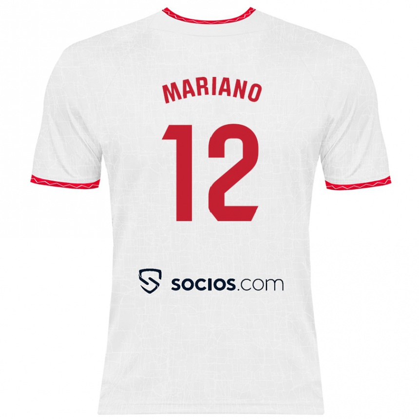 Kids Football Mariano Diaz #12 White Red Home Jersey 2024/25 T-Shirt