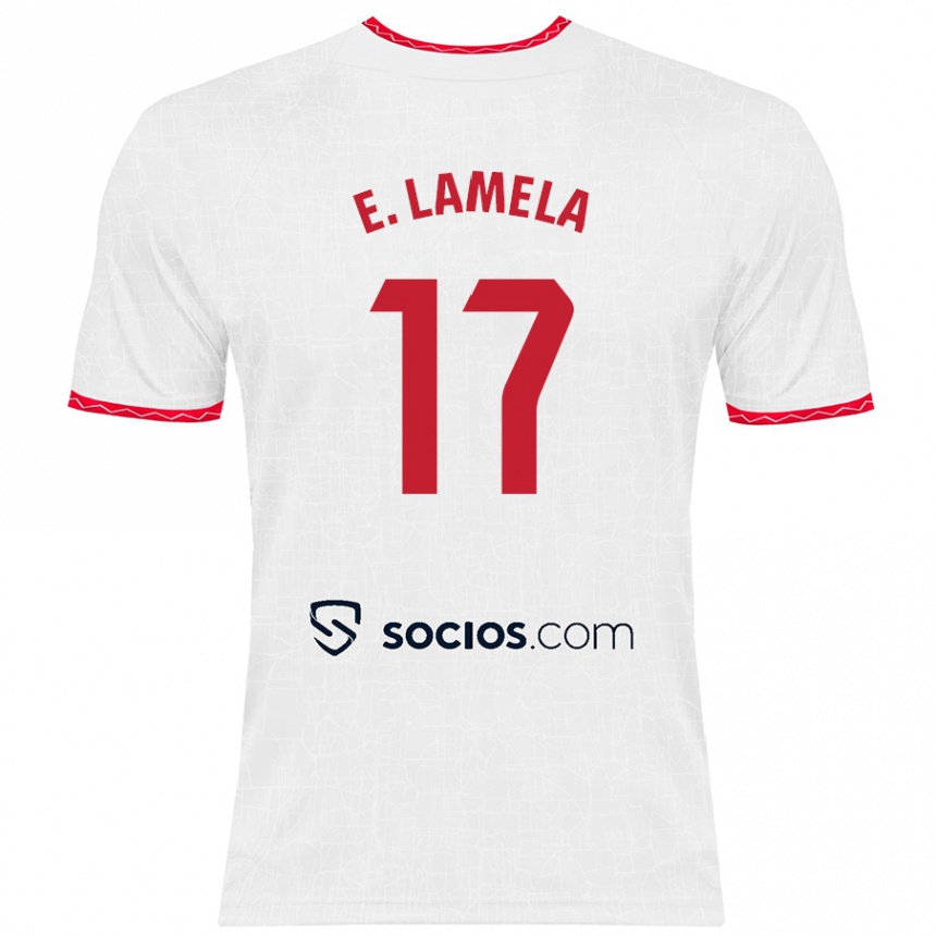 Kids Football Erik Lamela #17 White Red Home Jersey 2024/25 T-Shirt