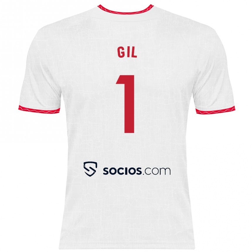 Kids Football David Gil #1 White Red Home Jersey 2024/25 T-Shirt