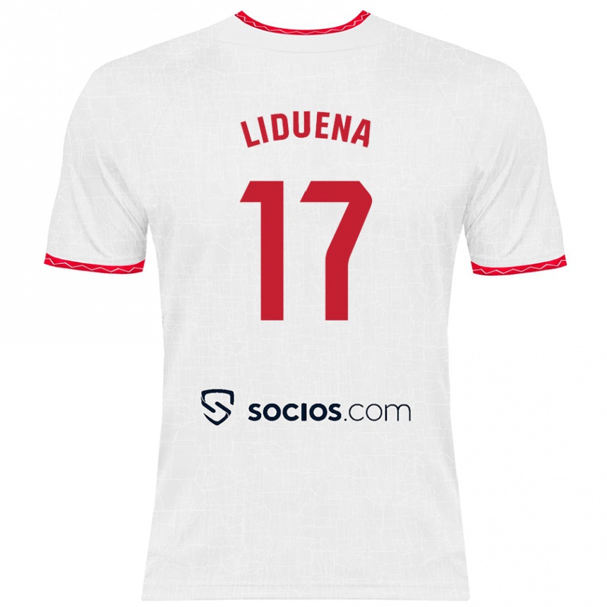 Kids Football Daniel Lidueña #17 White Red Home Jersey 2024/25 T-Shirt