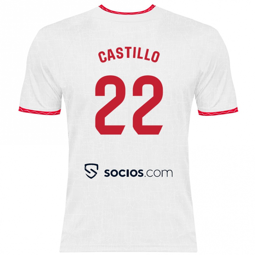 Kids Football José Castillo #22 White Red Home Jersey 2024/25 T-Shirt