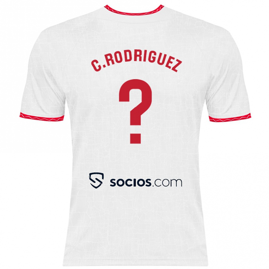 Kids Football Carlos Rodríguez #0 White Red Home Jersey 2024/25 T-Shirt