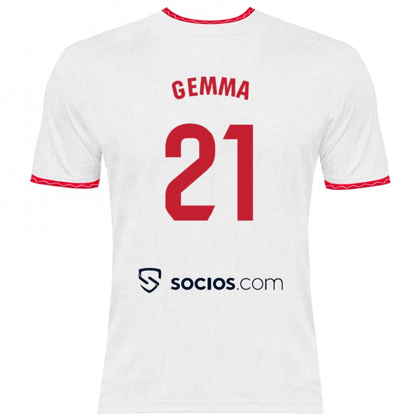 Kids Football Gemma Gili Giner #21 White Red Home Jersey 2024/25 T-Shirt