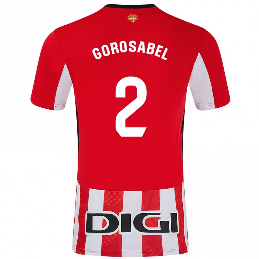 Kids Football Andoni Gorosabel #2 Red White Home Jersey 2024/25 T-Shirt