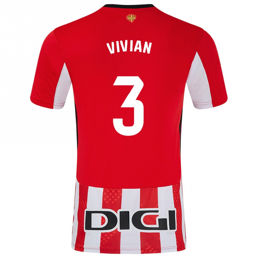 Kids Football Dani Vivian #3 Red White Home Jersey 2024/25 T-Shirt