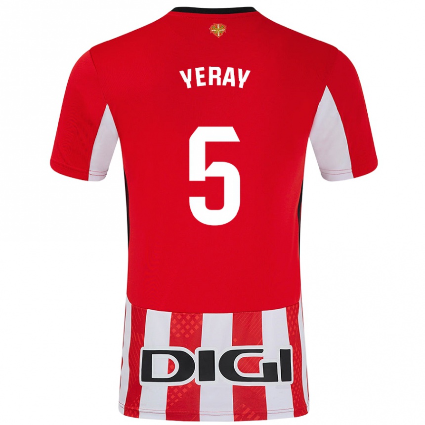 Kids Football Yeray Álvarez #5 Red White Home Jersey 2024/25 T-Shirt