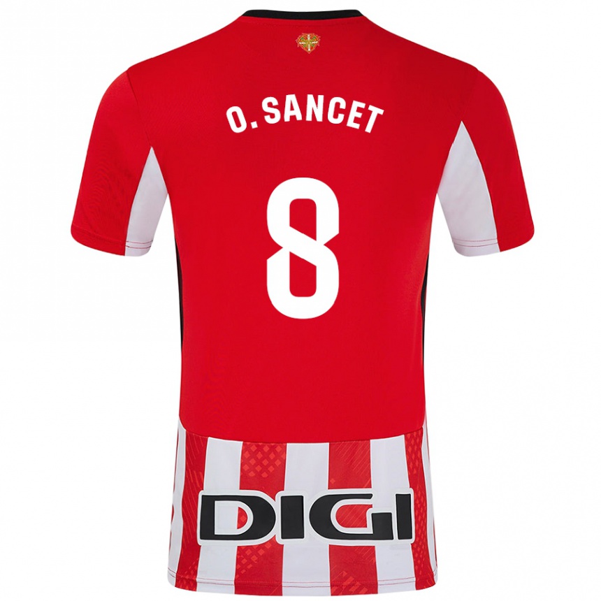 Kids Football Oihan Sancet #8 Red White Home Jersey 2024/25 T-Shirt