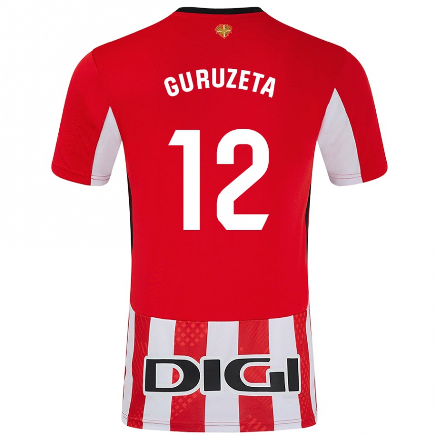 Kids Football Gorka Guruzeta #12 Red White Home Jersey 2024/25 T-Shirt