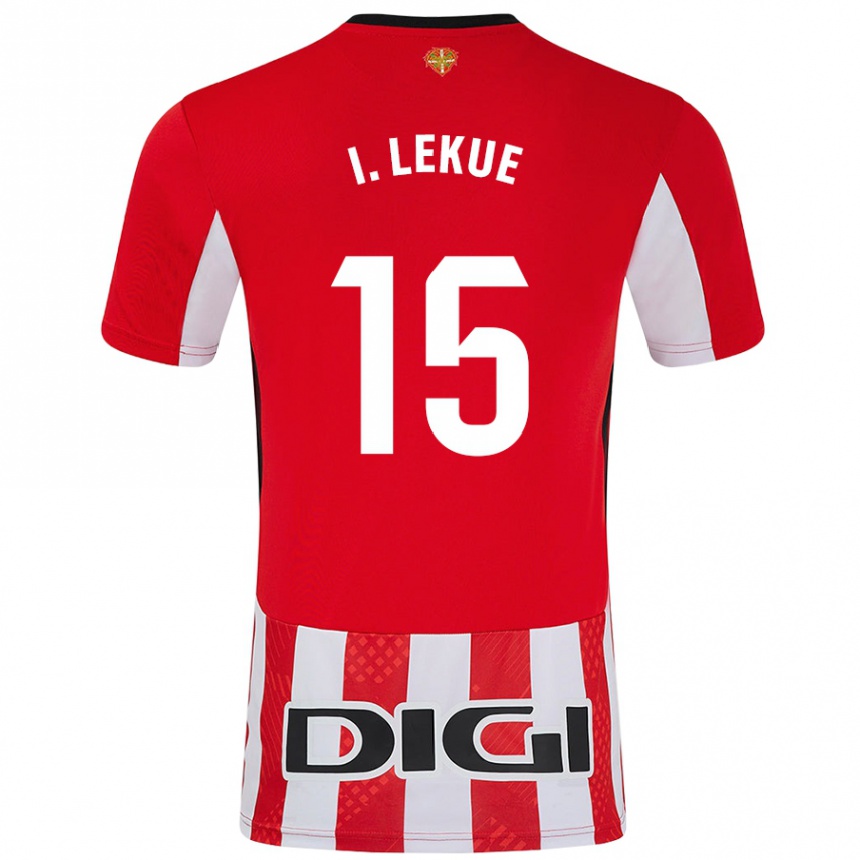 Kids Football Iñigo Lekue #15 Red White Home Jersey 2024/25 T-Shirt