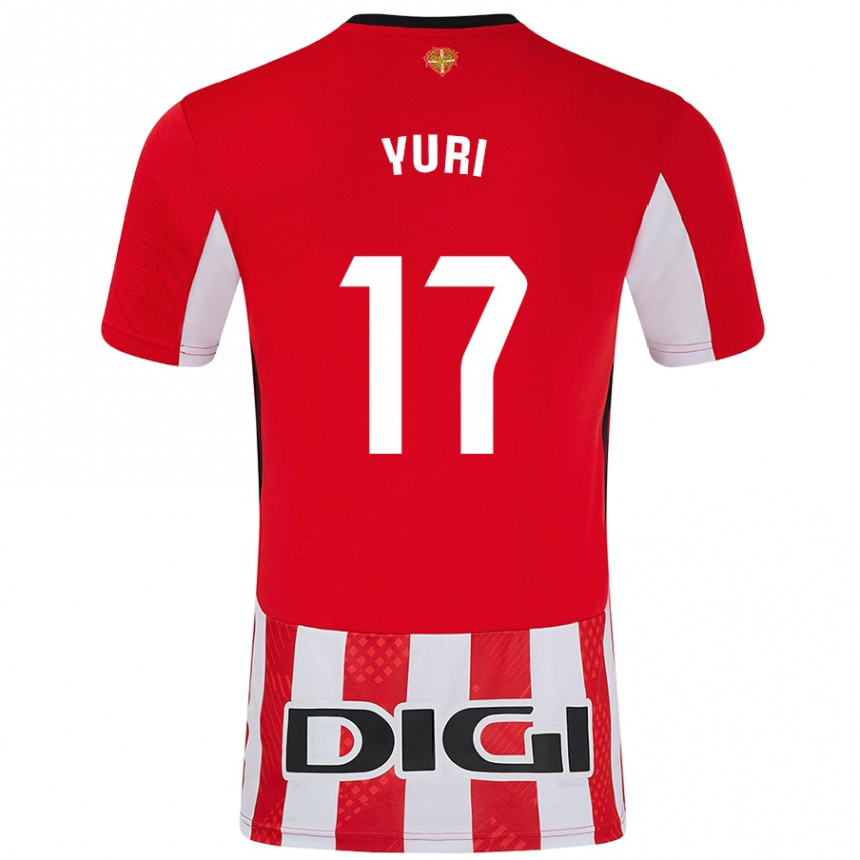 Kids Football Yuri Berchiche #17 Red White Home Jersey 2024/25 T-Shirt