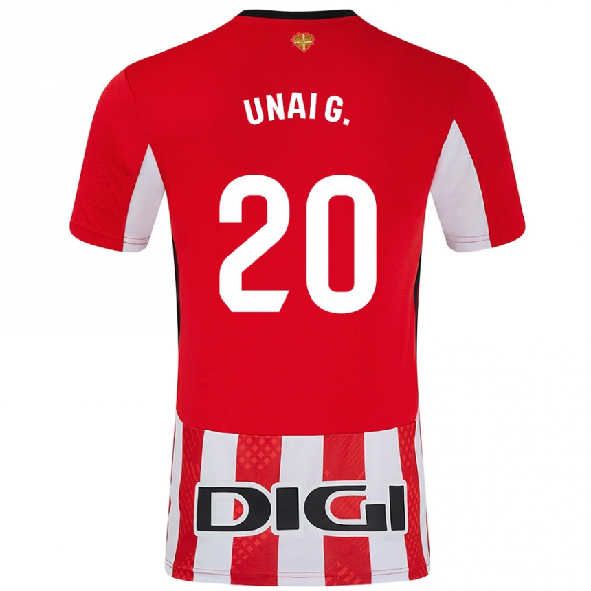 Kids Football Unai Gómez #20 Red White Home Jersey 2024/25 T-Shirt