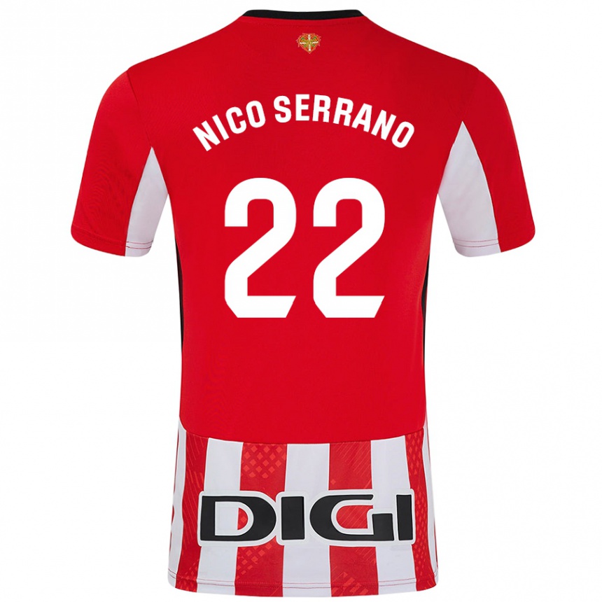 Kids Football Nico Serrano #22 Red White Home Jersey 2024/25 T-Shirt