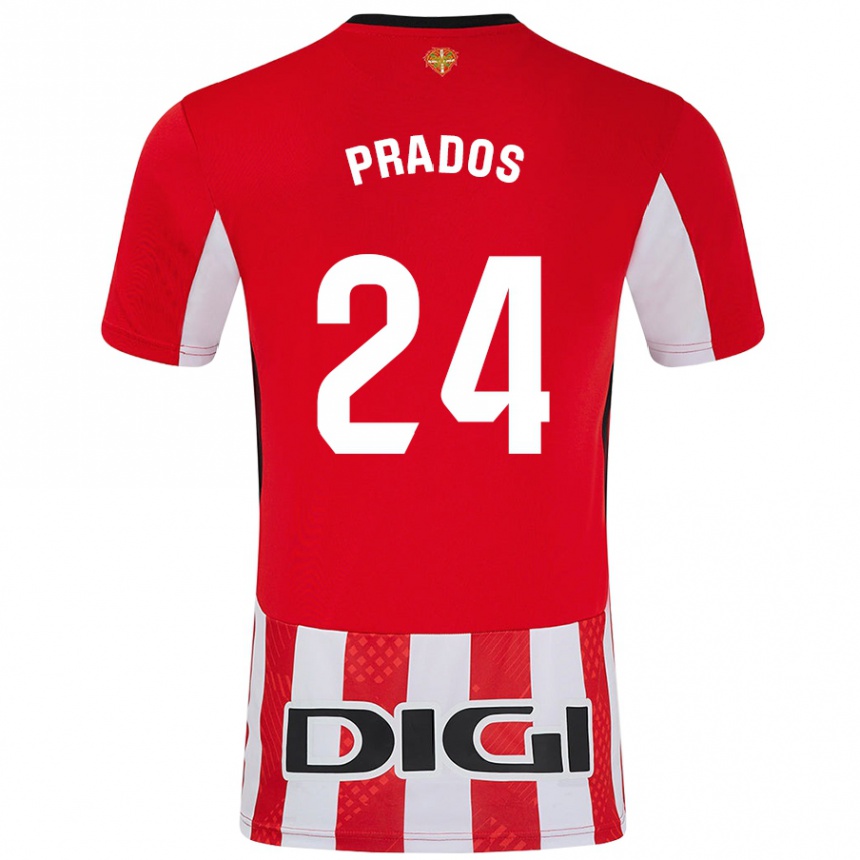 Kids Football Beñat Prados #24 Red White Home Jersey 2024/25 T-Shirt