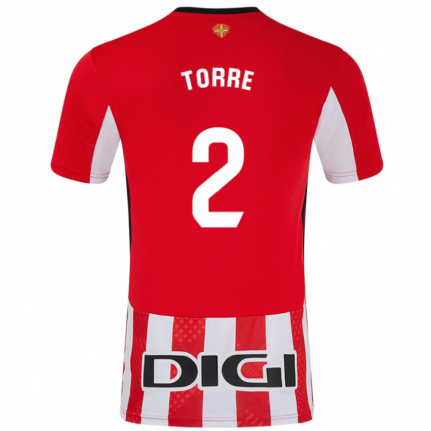 Kids Football Maddi Torre #2 Red White Home Jersey 2024/25 T-Shirt