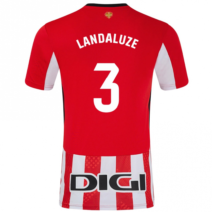 Kids Football Naia Landaluze Marquínez #3 Red White Home Jersey 2024/25 T-Shirt