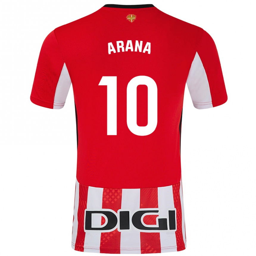 Kids Football Paula Arana Montes #10 Red White Home Jersey 2024/25 T-Shirt