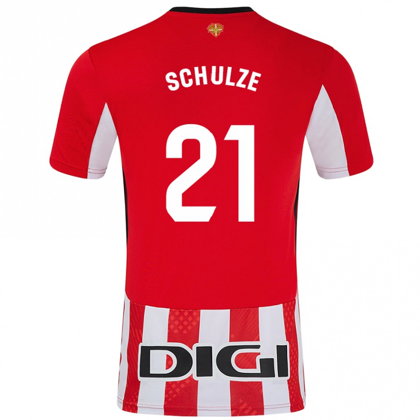 Kids Football Bibiane Schulze #21 Red White Home Jersey 2024/25 T-Shirt