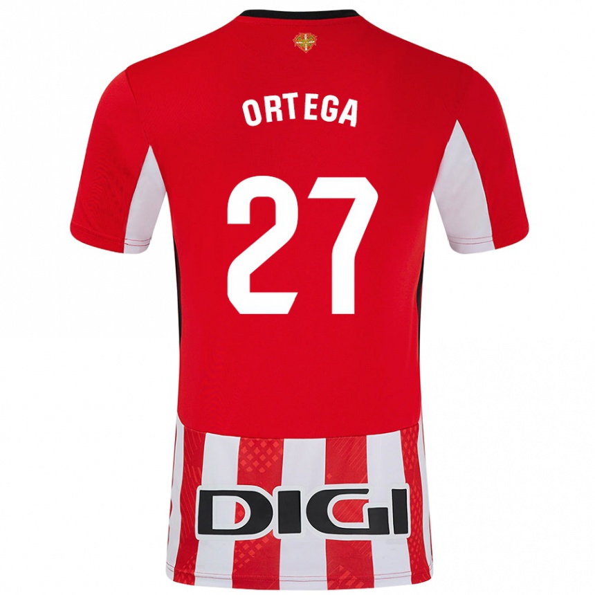 Kids Football Sara Ortega #27 Red White Home Jersey 2024/25 T-Shirt