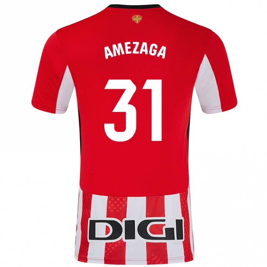 Kids Football Jone Amezaga #31 Red White Home Jersey 2024/25 T-Shirt