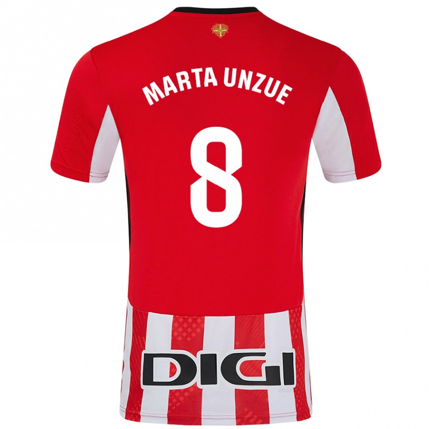 Kids Football Marta Unzué Urdániz #8 Red White Home Jersey 2024/25 T-Shirt