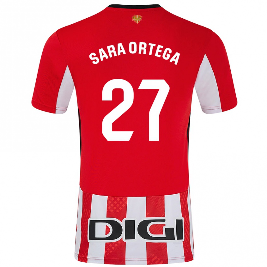 Kids Football Sara Ortega Ruiz #27 Red White Home Jersey 2024/25 T-Shirt