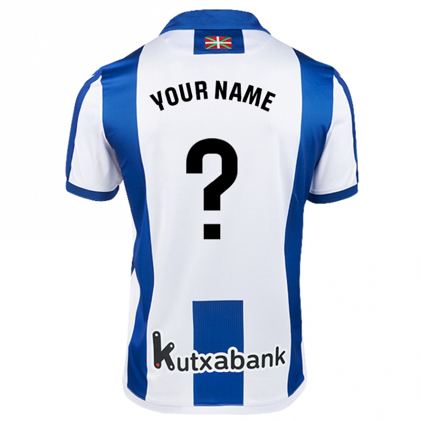 Kids Football Your Name #0 White Blue Home Jersey 2024/25 T-Shirt