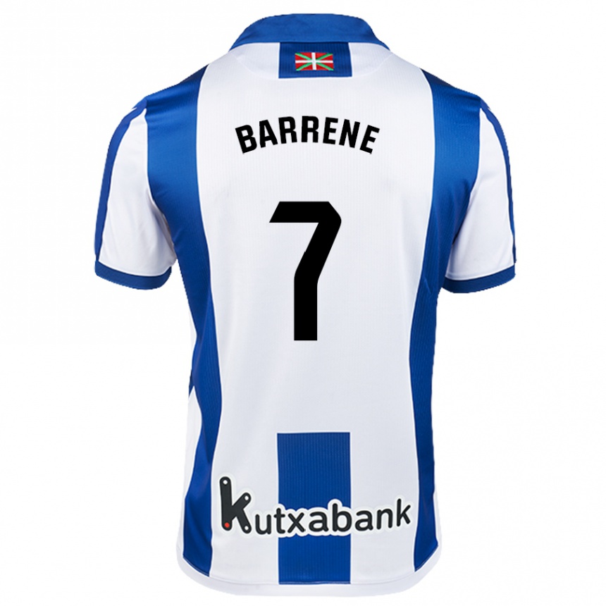 Kids Football Ander Barrene #7 White Blue Home Jersey 2024/25 T-Shirt