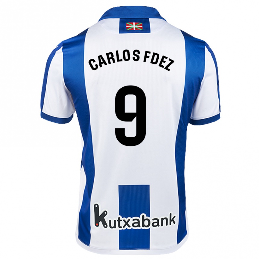 Kids Football Carlos Fernández #9 White Blue Home Jersey 2024/25 T-Shirt