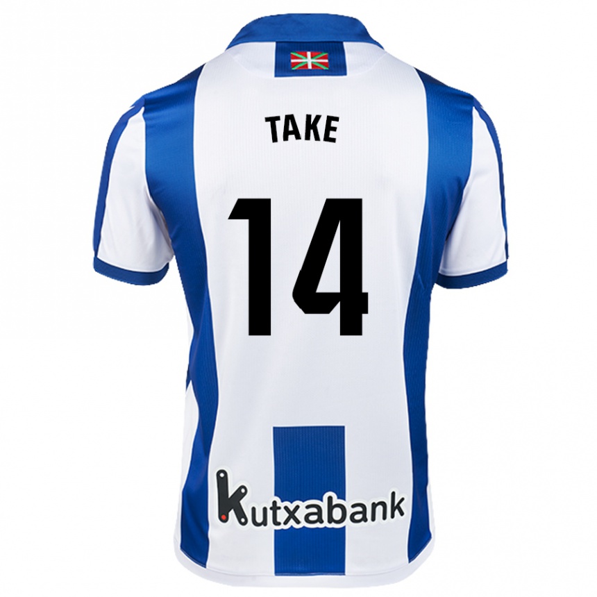 Kids Football Takefusa Kubo #14 White Blue Home Jersey 2024/25 T-Shirt